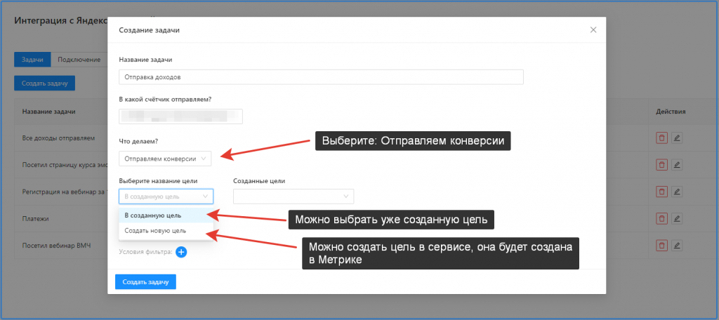 Интеграция с Яндекс Метрикой. Отправка конверсий и доходов в Метрику